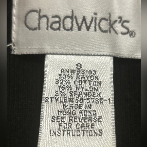 Vtg Chadwick’s Black Knit Sweater Top with  Lace Scoop Neckline - Picture 2 of 7